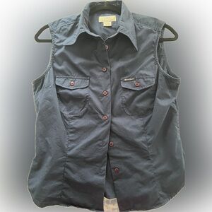 Guess Navy  Sleeveless Button-Down Shirt Y2K Large